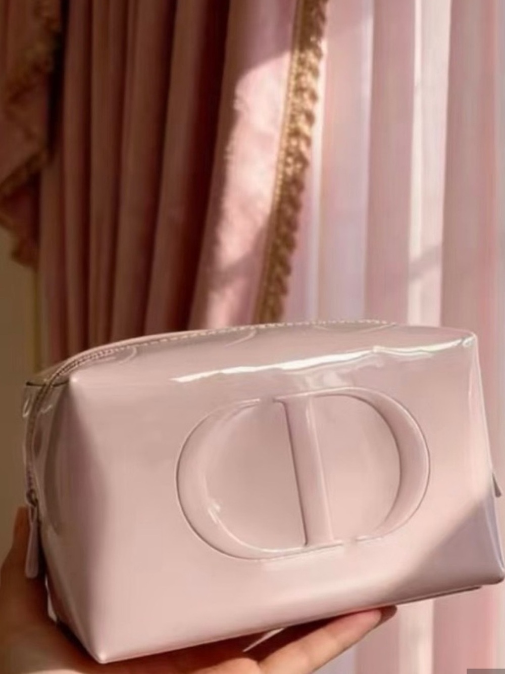 🆕🎀DIOR Glossy Light Pink Cosmetic ZIP Pouch